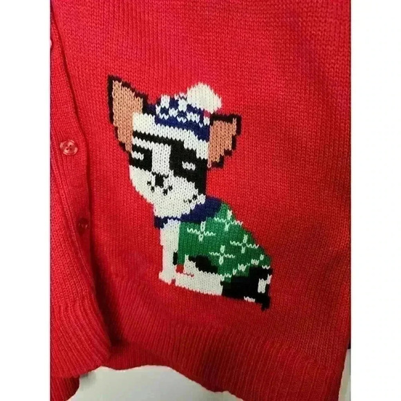Woman Within Size Large (18-20) Ugly Christmas Sweater Cardigan Dog Presents - Picture 5 of 6